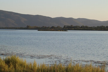 View of Orbetello Lagoon, province of Grosseto. WWF protected area, Tuscany, Italy