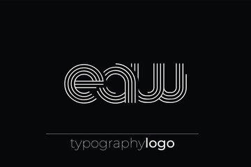 EAW modern geometric typography logo. Modern and stylish composition featuring a monochromatic typography logo illustration designed with intricate lines.