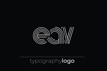 EAV modern geometric typography logo. Modern and stylish composition featuring a monochromatic typography logo illustration designed with intricate lines.