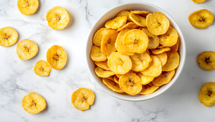 Dried Banana chips, snack in bowl