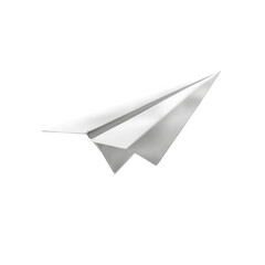 White paper airplane flying forward isolated on transparent background
