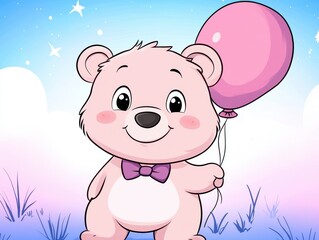 Fototapeta premium Cute bear with balloon