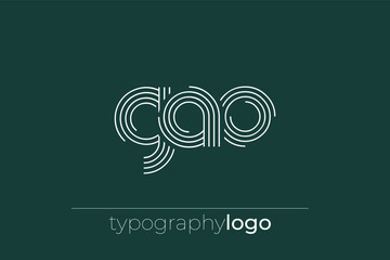 GAO modern geometric typography logo. Modern and stylish composition featuring a monochromatic typography logo illustration designed with intricate lines.