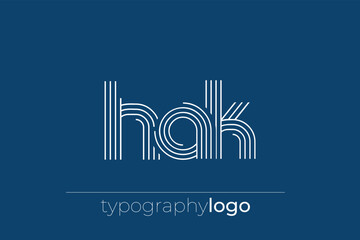 Fototapeta premium HAK modern geometric typography logo. Modern and stylish composition featuring a monochromatic typography logo illustration designed with intricate lines.