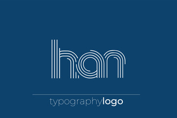 HAN modern geometric typography logo. Modern and stylish composition featuring a monochromatic typography logo illustration designed with intricate lines.