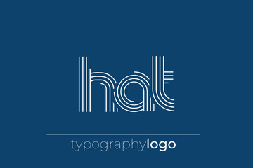 HAT modern geometric typography logo. Modern and stylish composition featuring a monochromatic typography logo illustration designed with intricate lines.