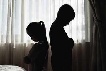 Brother sister fighting upset angry having a disagreement. Siblings rivalry. Family children relationship problems.  