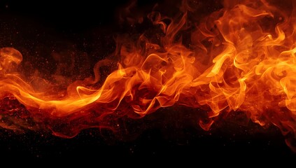 Fototapeta premium Fiery flames background orange and red hot fire wallpaper burning inferno abstract design for graphic projects
