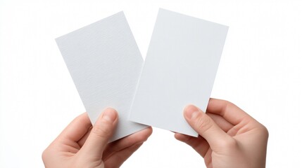 Obraz premium Professional Hand Holding Blank Sheets of Paper Isolated Image