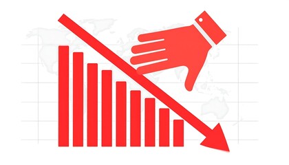 Red graph declining with hand