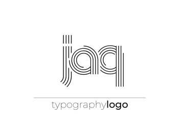 JAQ modern geometric typography logo. Modern and stylish composition featuring a monochromatic typography logo illustration designed with intricate lines.