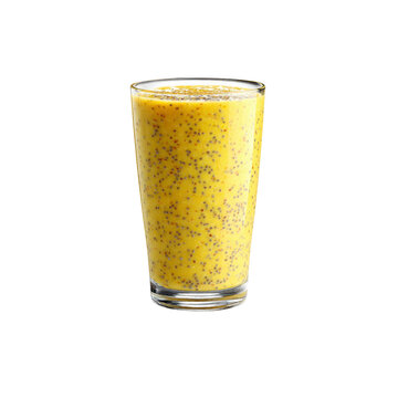 Refreshing Yellow Smoothie with Chia Seeds in a Glass