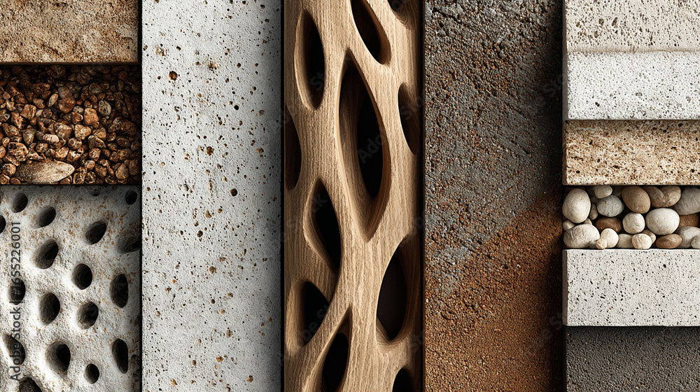 Aufkleber modern design featuring textured surfaces and abstract patterns, creative visual composition ideal f
