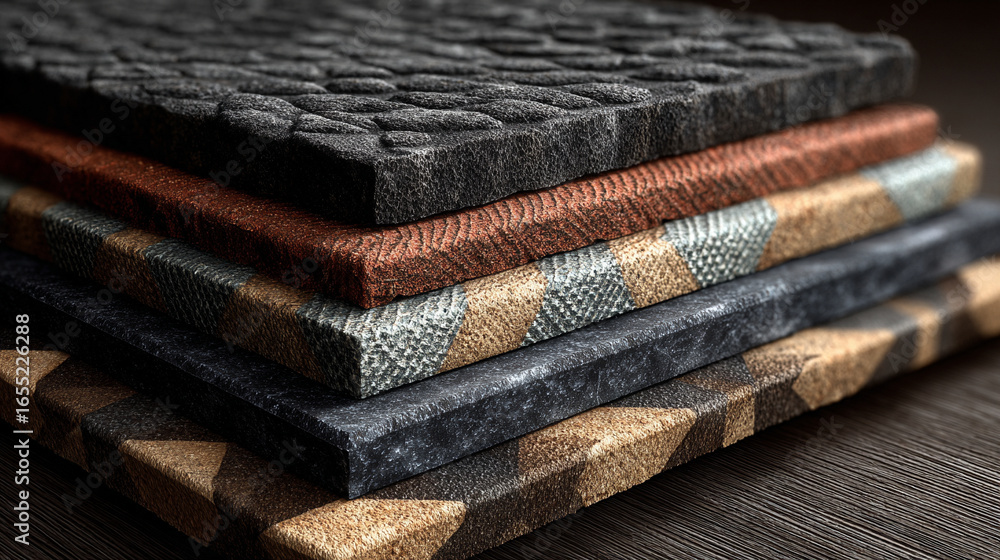 Aufkleber modern design featuring textured surfaces and abstract patterns, creative visual composition ideal f