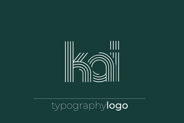 KAI modern geometric typography logo. Modern and stylish composition featuring a monochromatic typography logo illustration designed with intricate lines.