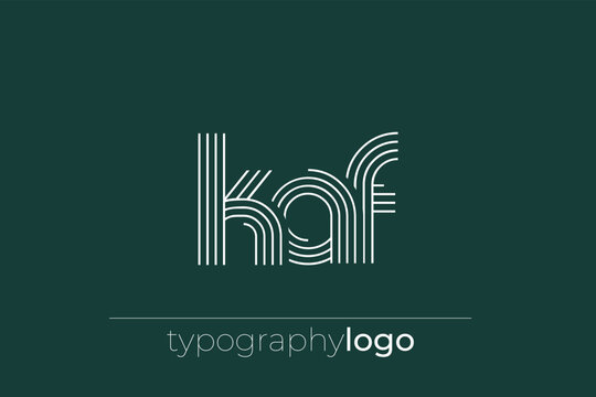 KAF modern geometric typography logo. Modern and stylish composition featuring a monochromatic typography logo illustration designed with intricate lines.