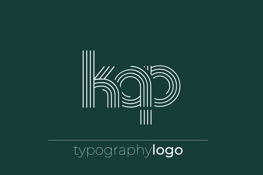 KAP modern geometric typography logo. Modern and stylish composition featuring a monochromatic typography logo illustration designed with intricate lines.
