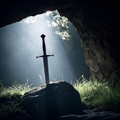 silhouette sword in the stone