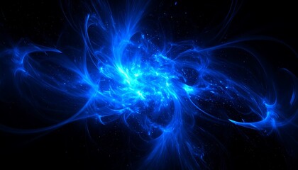 Fototapeta premium Vibrant blue abstract design with intricate swirling patterns against a dark backdrop.