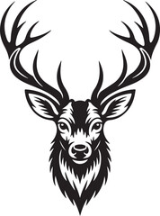 Naklejka premium High Detail Stag Head Vector Illustration for Tattoo, Apparel, and Logo Use