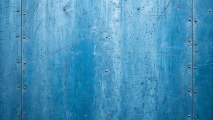 Obraz premium Old blue wooden panel background with rusty rivets, a vintage and rustic texture with grunge and abstract pattern for decorative design