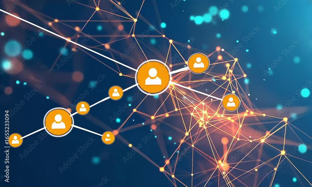 Poster dynamic network connections visualizing human interaction.