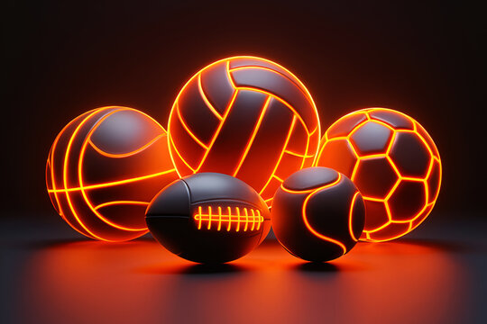 Glowing Sports Balls Collection basketball volleyball