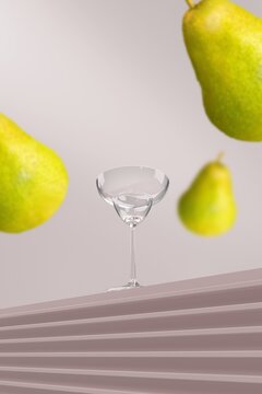 Sleek Martini Illustration with Olives and Lemons
