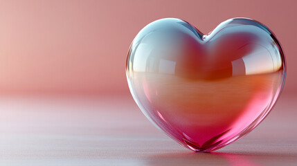 3d pink gradient heart with smooth surface, modern design, isolated with caption space on the side, symbolizing love, romance, affection, and creative visual concept.