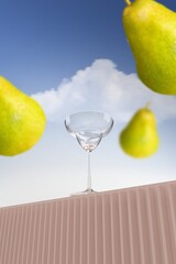 Elegant Drinks Illustration with Martini Glass and Grapes.