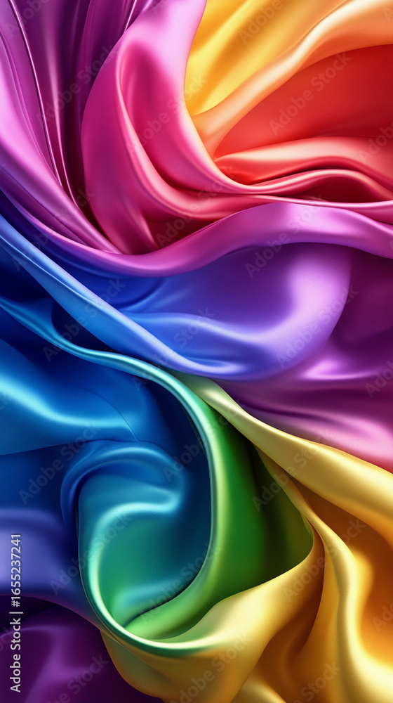 Poster rainbow colored abstract wave with flowing vibrant colors, dynamic motion and gradient design, moder
