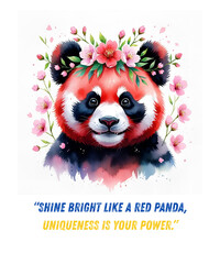 Watercolor Red Panda Portrait with Floral Crown