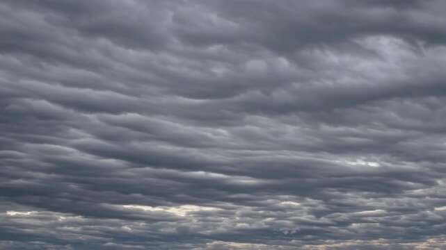 Dense Gray Clouds Covering Entire Sky Dome with Dramatic Overcast Atmosphere