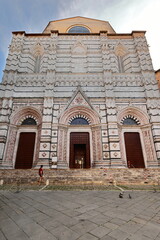 Duomo-Cathedral NE-facing rear facade and baptistery front made in 1355-1382 by Domenico di...
