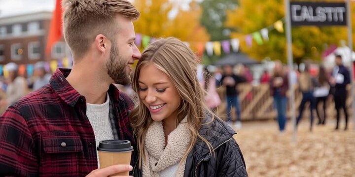 Couple enjoying fall festival