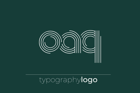OAQ modern geometric typography logo. Modern and stylish composition featuring a monochromatic typography logo illustration designed with intricate lines.