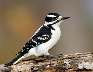Obraz premium Side view of a Pileated Woodpecker perched on a log