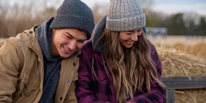 Couple enjoying a hayride in the fall - date ideas for modern couple in autumn seasonal weather