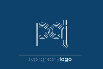 PAJ modern geometric typography logo. Modern and stylish composition featuring a monochromatic typography logo illustration designed with intricate lines.