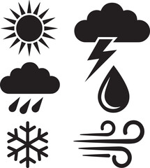 Weather icons sun rain snow lightning wind cloud