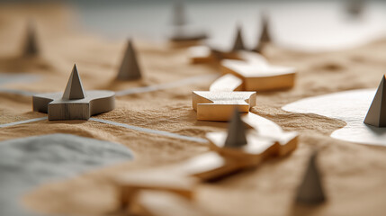 Logistics Flow Infographic on Sand Table for Strategic Planning