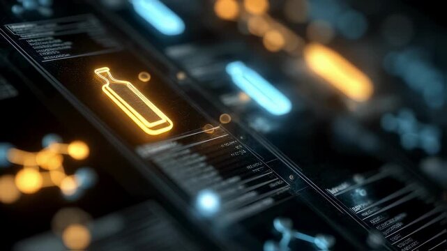 Medium shot featuring glowing science symbols highlighting protein absorption main icon in focus with softly blurred nutrition labels debunking protein quantity misconceptions.