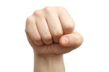 Clenched human fist gesture isolated on transparent background, power