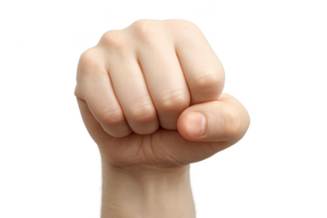 Clenched human fist gesture isolated on transparent background, power