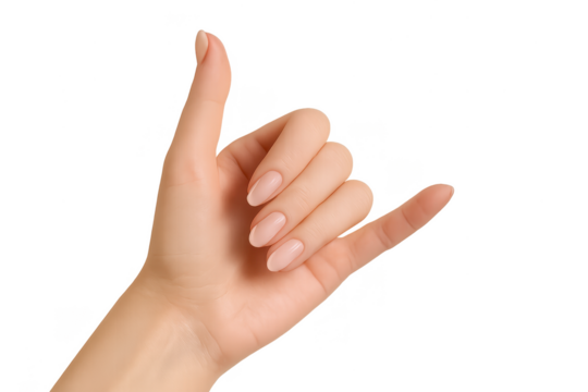 Hand making 'shaka' sign gesture, isolated on transparent background.