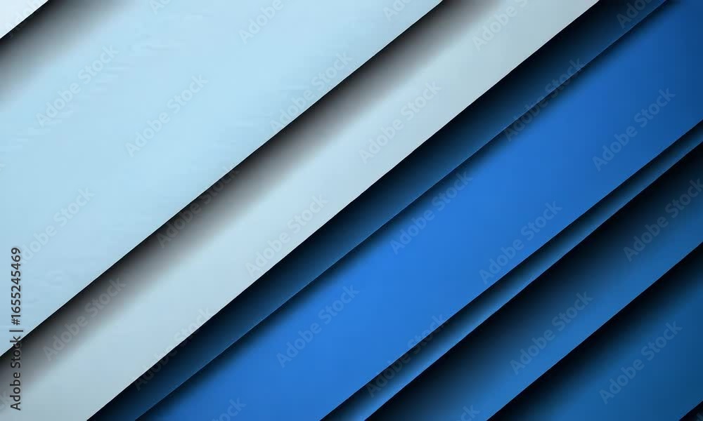 Poster dynamic blue abstract diagonal layers of color and shadow.