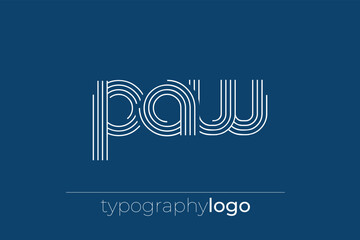 PAW modern geometric typography logo. Modern and stylish composition featuring a monochromatic typography logo illustration designed with intricate lines.