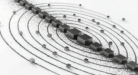 A futuristic 3D rendering illustrating a core data stream or disruptive force cutting through an established system