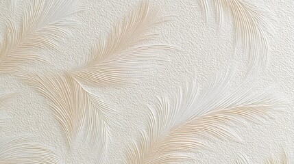 Obraz premium Subtle leaf-inspired wallpaper in beige and white, eco-inspired calm texture for contemporary interiors.
