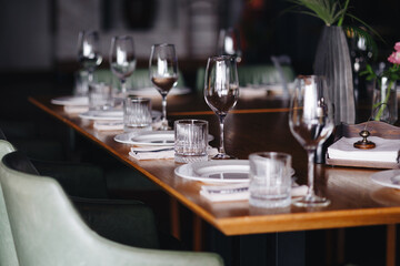 Elegant Restaurant Table Setting with Glassware